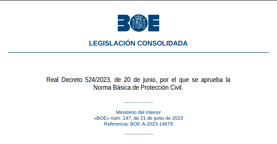 Test del Real Decreto 524/2023, de 20 de junio, por el que se aprueba la Norma Básica de Protección Civil